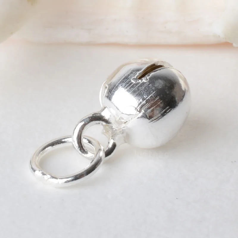 

solid 925 Sterling Silver small bell pendant charm with Closed Jump Ring ,spacer bead charms for necklace & pendant jewelry