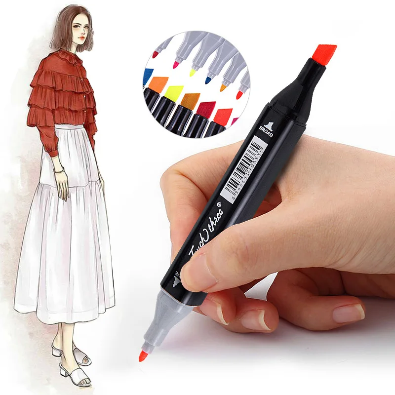

1Piece Touchthree 168 Colors Alcohol Based Pen Marker Set Double Head Sketch Markers Pen For Drawing Manga Design Art Supplies
