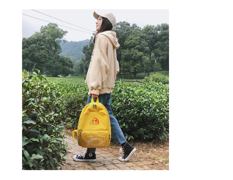 Pizza Embroidery Women Backpack for School Teenagers Girls Preppy Style School Bag Ladies Canvas Backpack Female Bookbag Mochila_11