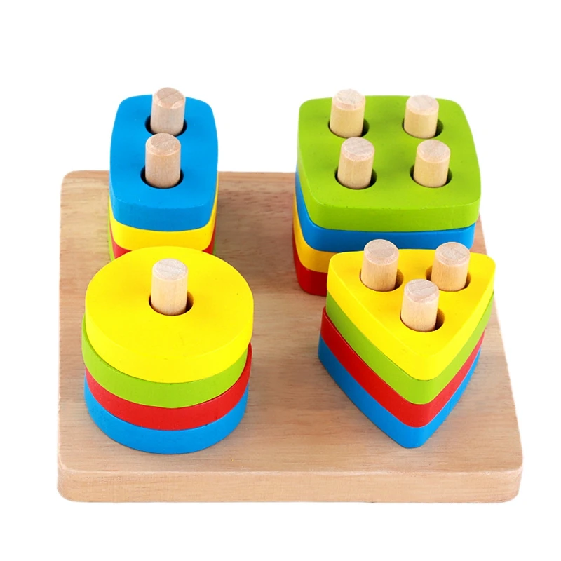 Детские игрушки, деревянные блоки, форма, Объединенная доска для обучения, обучения, образования, строительные Разделочные Блоки, Подходящие Игрушки для детей 0-3 лет - Цвет: As shown