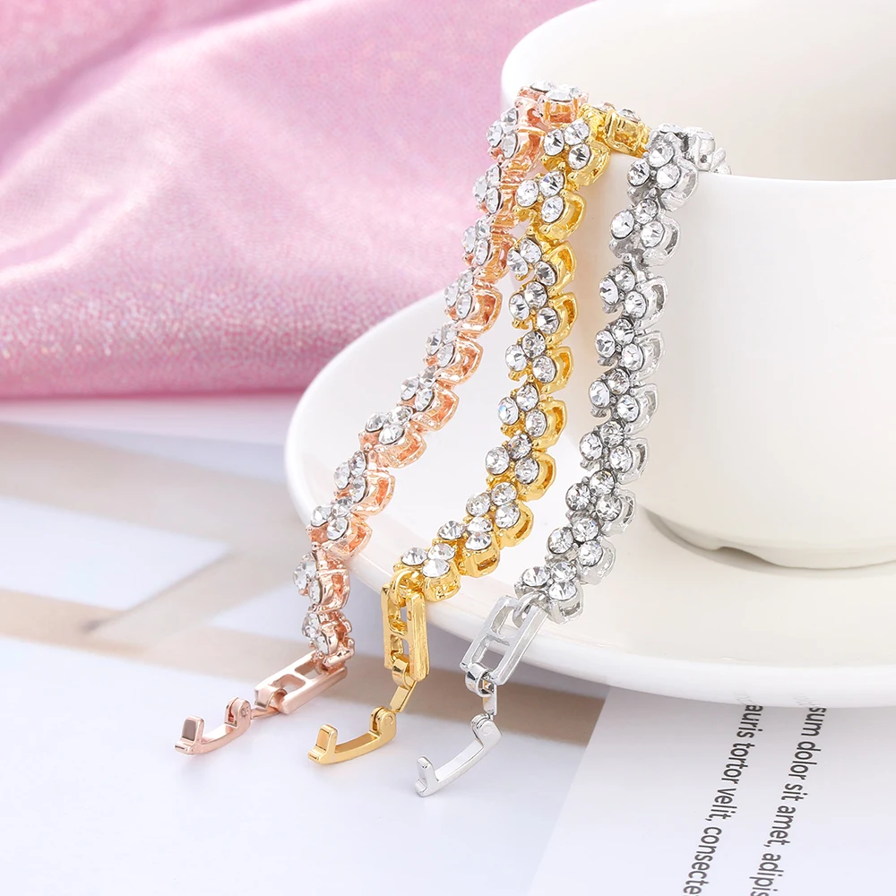 

1Pcs Shiny Crystal Roman Chain Clear Zircon Bangle Rhinestone Bracelet Gift Jewelry Accessories Pretty Chain Bracelet Wholesale