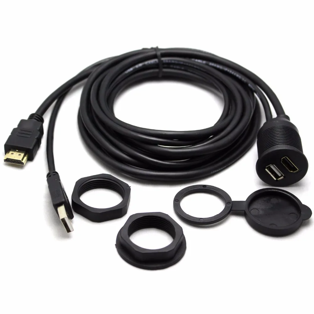 Lonleap автомобильный USBa & HDMI удлинитель USB штекер Женский для лодки мотоцикла панель