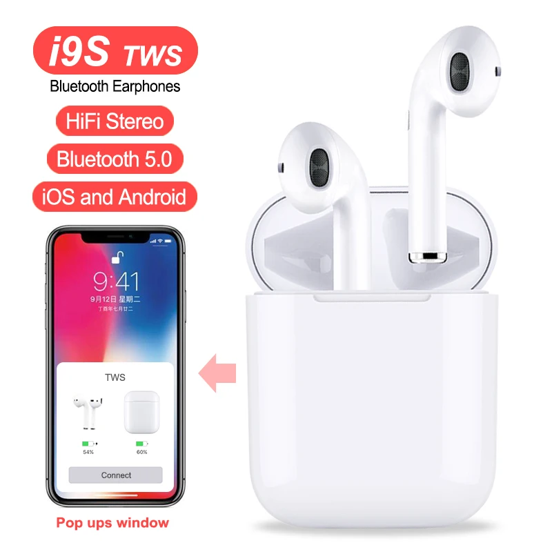 

i9S i8X TWS Double Wireless Earphone Portable Bluetooth 5.0 Headset Earbud With Mic for IPhone X 8 7 Plus For Android Phones