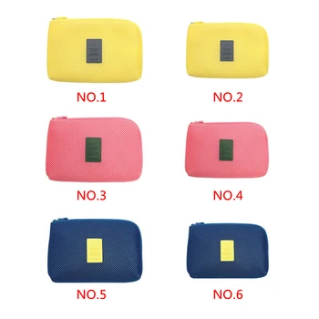 

Yellow Travel Data Cable Charger Storage Bag Mobile Power Pack Pouch Bag
