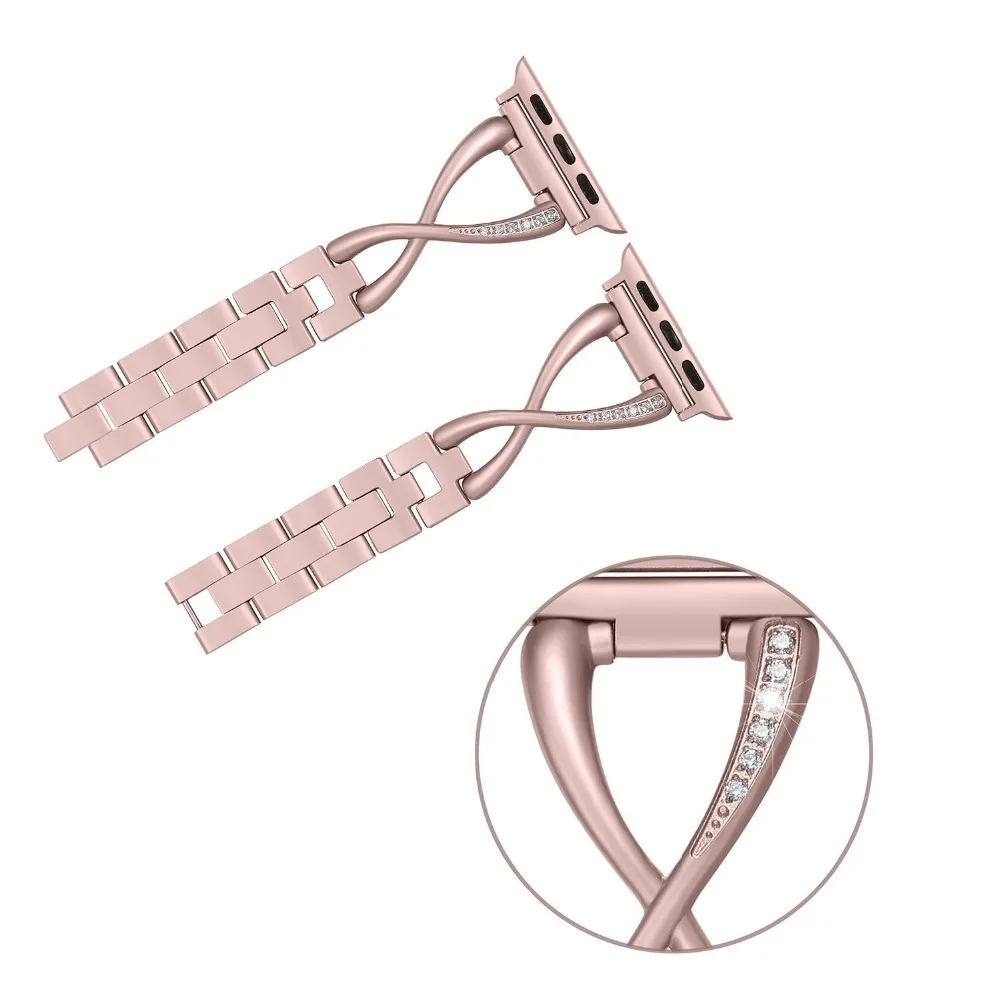 

Joyozy women Bracelet For Apple watch band 38MM/42MM Iwatch Series4/ 3 Series 2 1 Accessories Metal Wristband X-Link Sport Strap