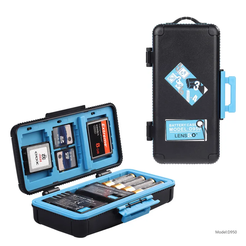 D950 3 шт. Батарея многофункциональный ящик для хранения Пластик держатель E6 EL15 SD CF XQD контейнер для хранения карточек для Canon sony Nikon чехол для аккумулятора - Цвет: Синий