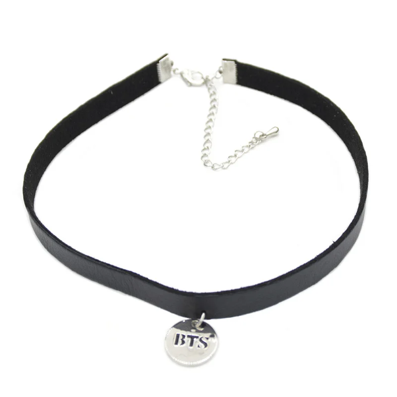 1 piece Gothic Punk Black BTS Leather Choker Necklace KPOP Bangtan Boys Collar Collette Necklace Jewelry