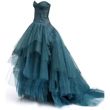 Neue Design High Low Ballkleid Prom Kleider Vestidos Spitze Appliques Kleid Drapierte Kurze Vordere Lange Zurück Pageant Abendkleider