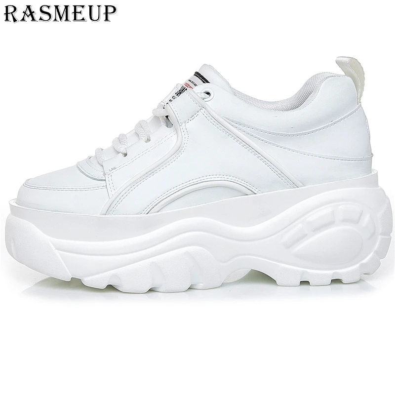 RASMEUP/женские кеды на высокой платформе; белые женские массивные кроссовки; коллекция года; брендовая модная женская обувь для папы; повседневная женская обувь