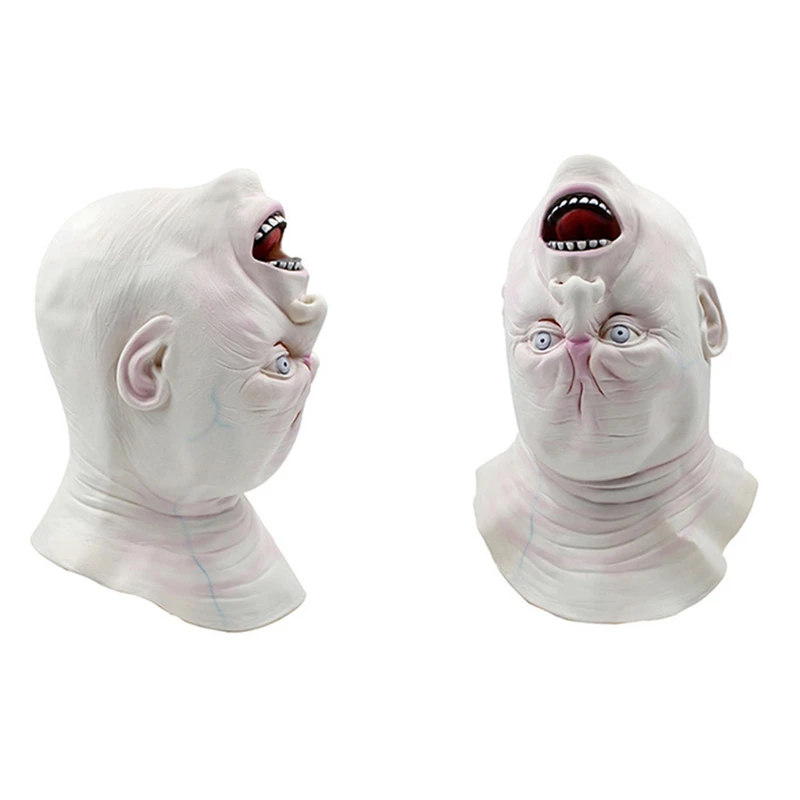 

Halloween Upside Down Ghost Mask Tricky Haunted House PropsAdult Latex Scary Full Face Mask Cosplay Masquerade Props