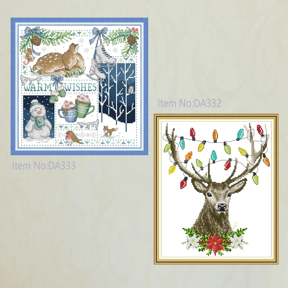 

Joy Sunday,Christmas reindeer,cross stitch embroidery set,printing cloth embroidery kit,needlework,animal pattern embroidery kit