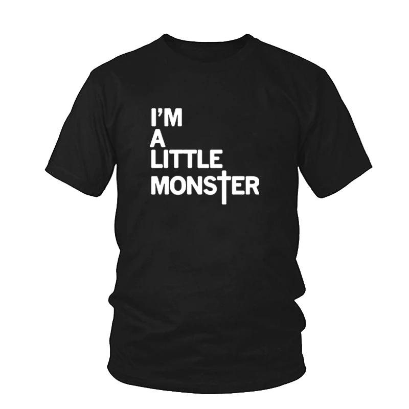 Harajuku Lady Gaga/футболка с буквенным принтом «I'm A Little Monster», женская футболка для девочек, повседневные хлопковые Забавные топы с круглым вырезом