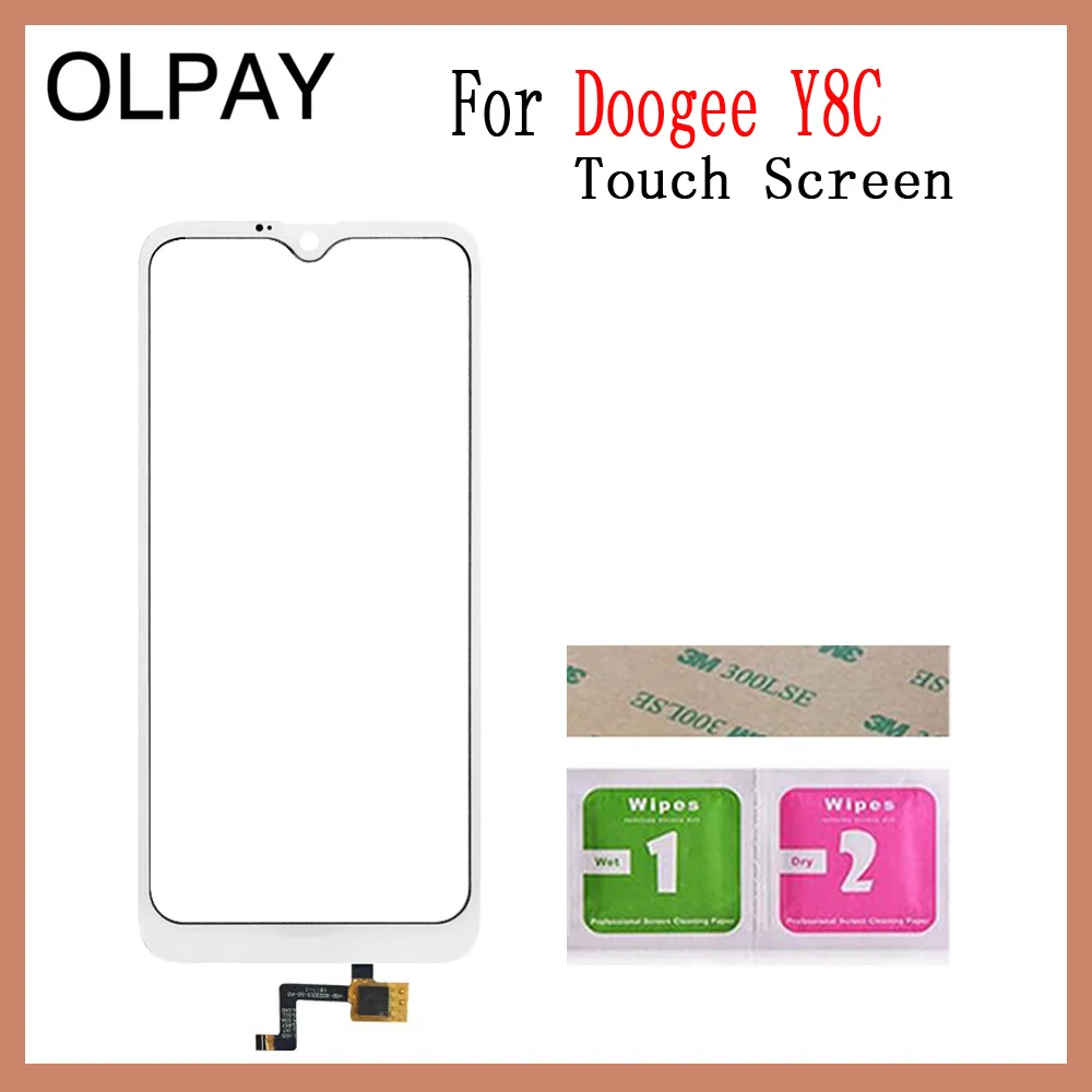 OLPAY 6,1 '' Новинка Для Doogee Y8 сенсорный экран дигитайзер для Doogee Y8C Сенсорная панель Сенсорный экран сенсор Переднее стекло инструменты - Цвет: White Y8C No Tools