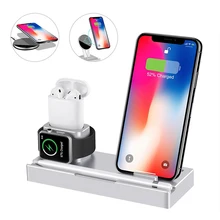4 в 1 настольная подставка из алюминиевого сплава для Apple Watch Airpods Apple Pencil 5 Вт Беспроводная подставка для зарядного устройства для Iphone 8 Iphone X