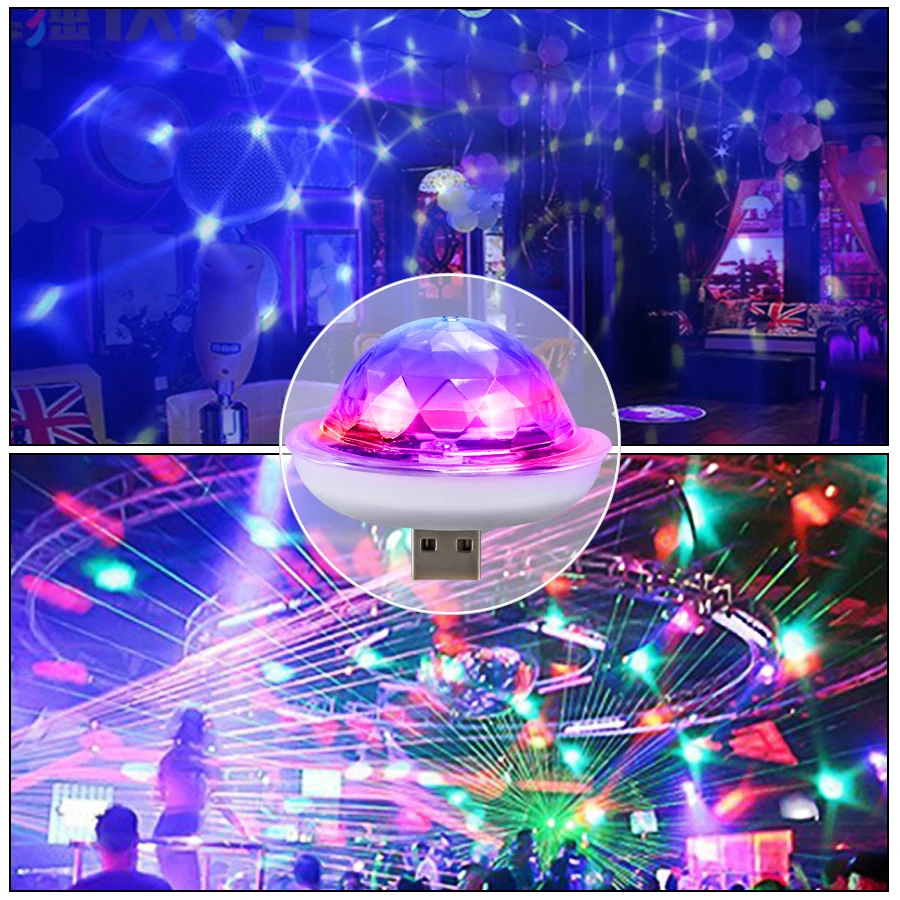 EeeToo USB диско шар светильник светодиодный портативный звук вечерние светильник s DC 5 В кристалл магический шар красочный эффект мини сценический светильник светильники диджея