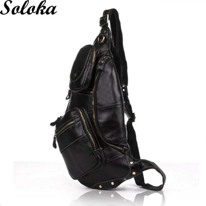 

1Pc Casual Business Travel Cow Genuine Leather for Men Shoulder Crossbod Vintage Messenger Waist Packs Belt Bag