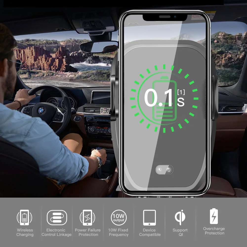 Qi автомобильное беспроводное зарядное устройство для iPhone 8 8PLUS X samsung S7 S8 S9 Note5 8 интеллектуальный инфракрасный быстрый беспроводной зарядный автомобильный телефон Holde
