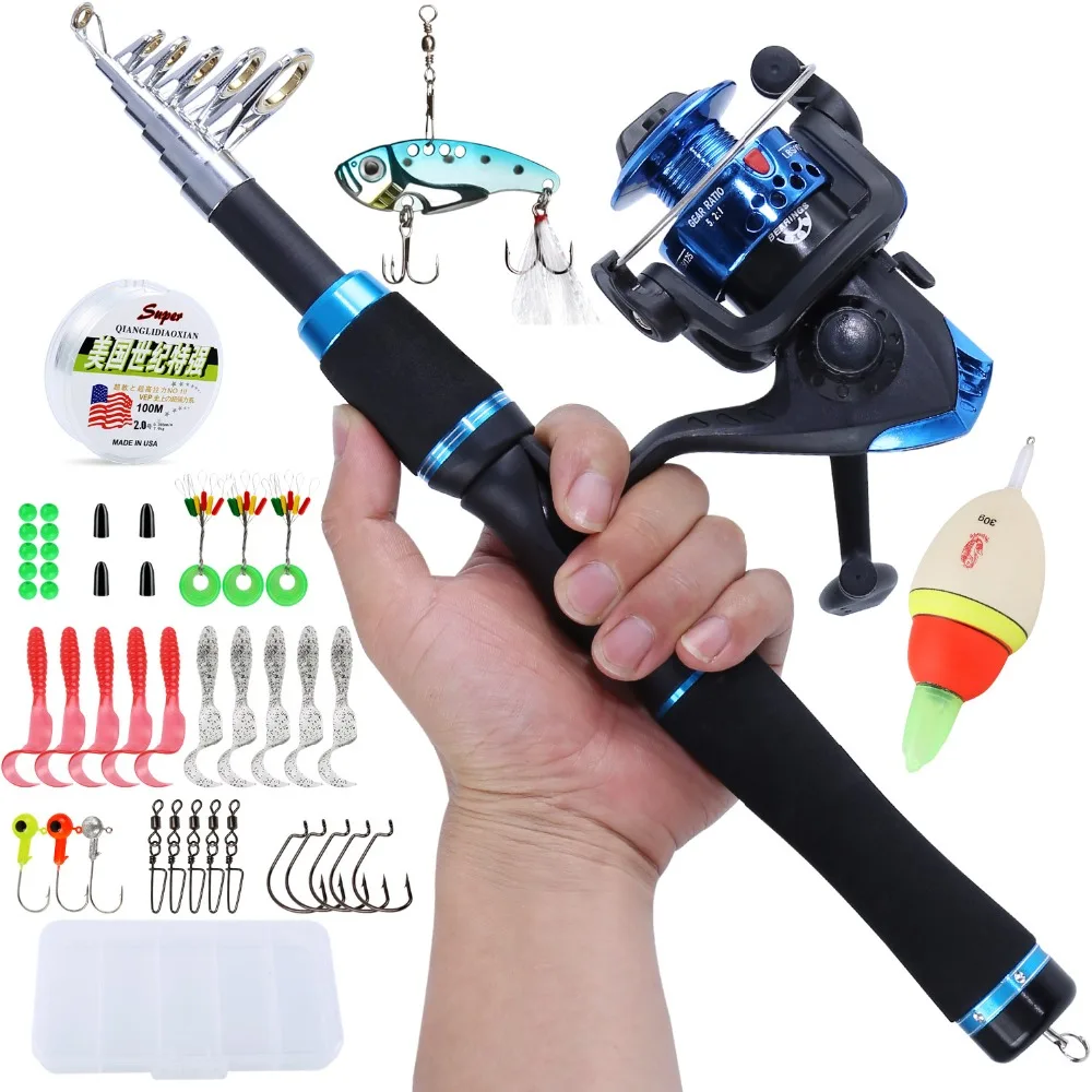 

Sougayilang Kids Fishing Rod With Spinning Fishing Reels Combos Telescopic Ice Rod Lure Float Line Set Pole Trout Fishing Tackle