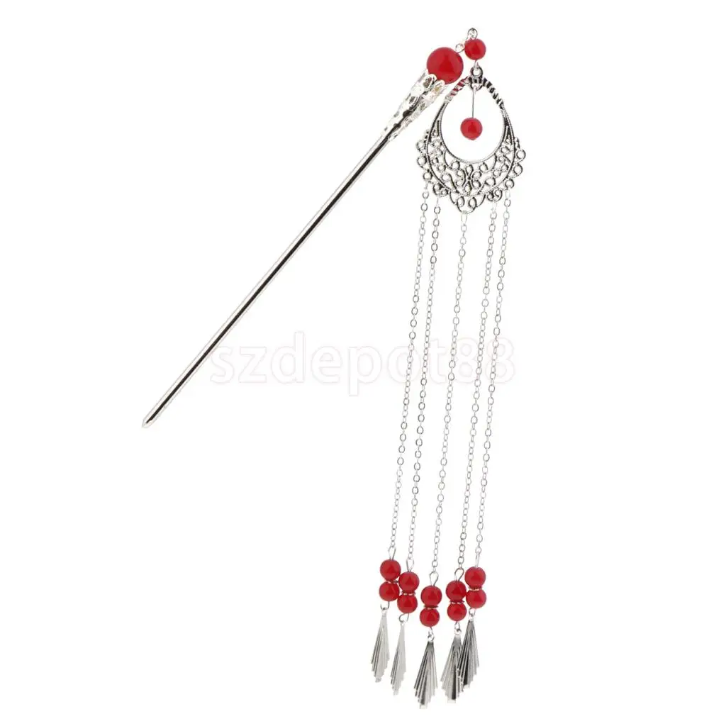 Vintage Chinese Traditional Tassel Hair Stick Shawl Pin Women Hair Accessory