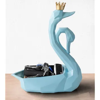 

Flamingo Double Swan Storage Box Statue Origami Animal Resin Craftwork Desktop Decoration Office L3000