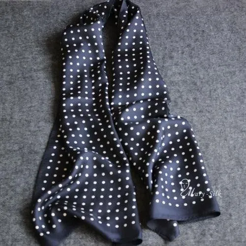 Модный винтажный брендовый мужской длинный шарф из шелка/шарф в черный горошек на весну, осень и зиму