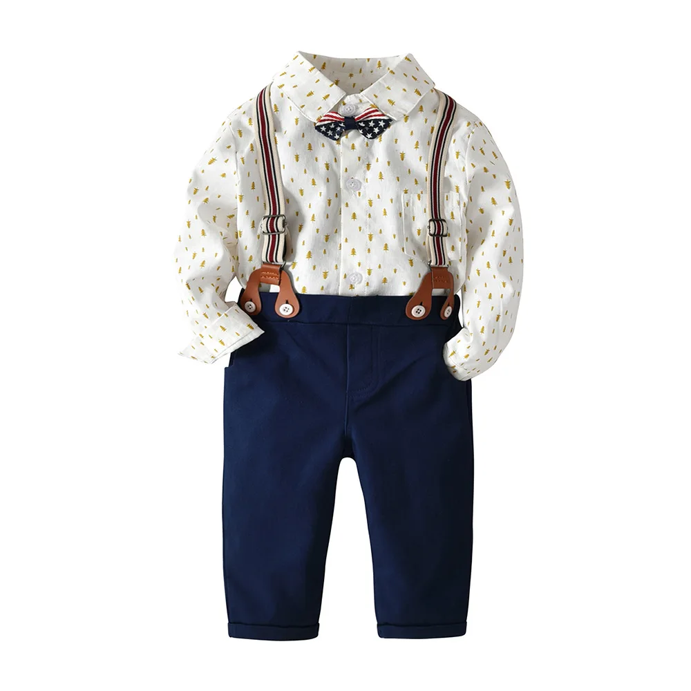 Коллекция года, комплект джентльменской одежды для маленьких мальчиков, осенне-зимний комбинезон с галстуком-бабочкой+ ремень+ штаны, комплект для малышей, одежда в клетку в английском стиле длинный костюм для малышей