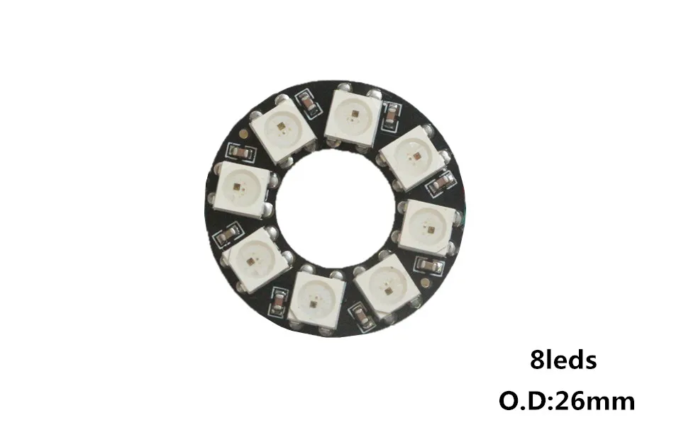 Прибор приемно-WS2812B пикселей кольцо 8 16 24; большие размеры 35-45, 128 светодиодный s WS2812 5050 RGB светодиодный кольцо 2812 ic встроенный СВЕТОДИОДНЫЙ модуль светодиодный пиксель полосы светильник - Испускаемый цвет: 8leds