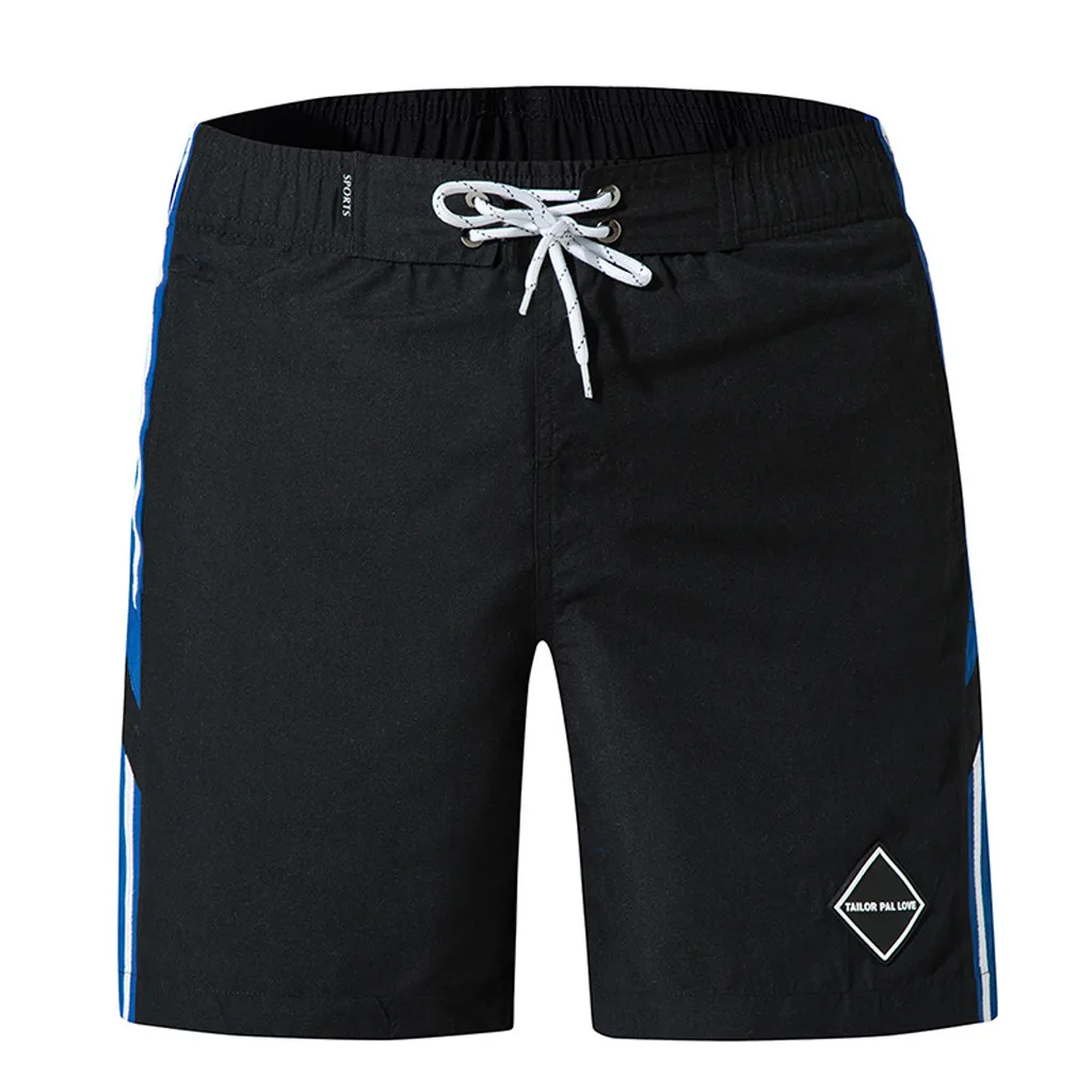 Мужские модные повседневные Лоскутные свободные пляжные штаны для серфинга высококачественные летние мужские льняной эластичный корсаж спортивные короткие штаны Ja30 - Цвет: BK