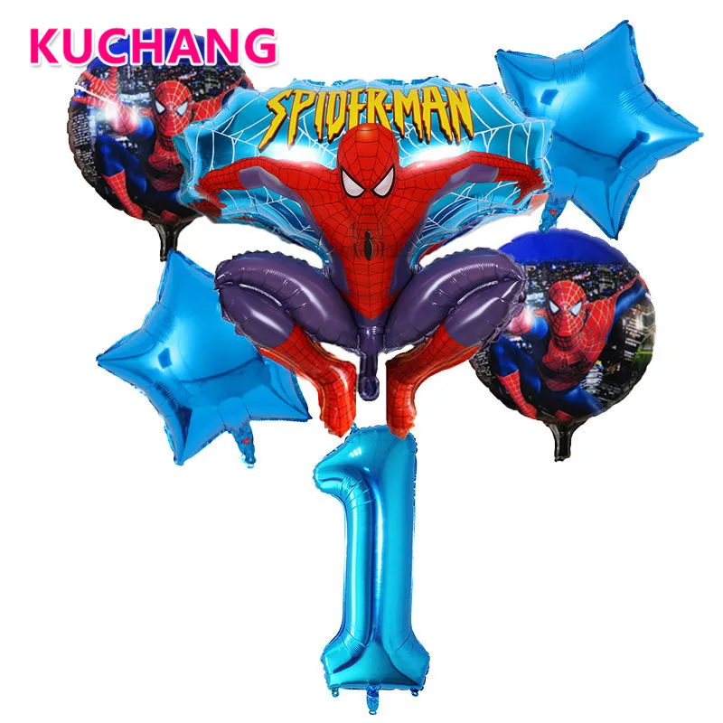

6pcs/lot Spiderman Balloon 40 inch Number Balloon Set Spiderman Party Inflatable Helium Foil Balloons Birthday Party Decoration
