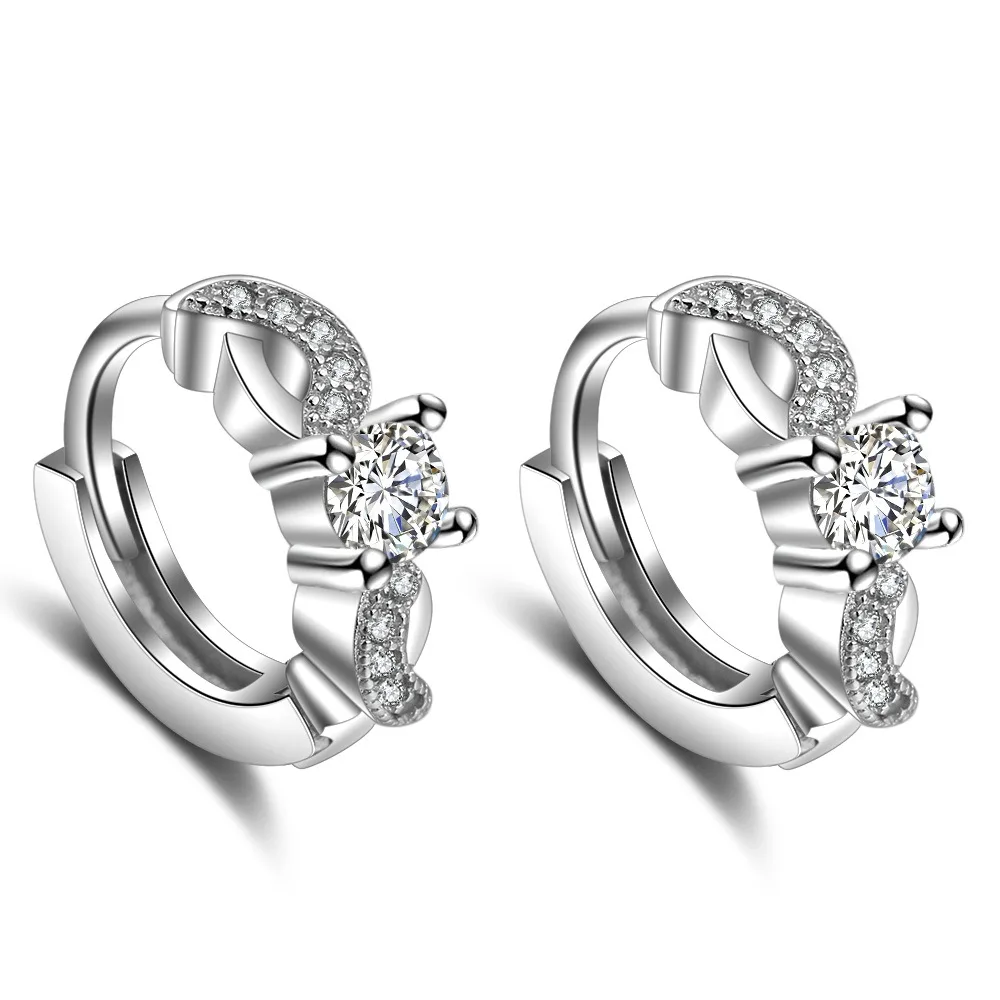 

fashion ladies silver Earrings cz Zircon Circle Earings small set copper stud earrings for women jewelry gifts