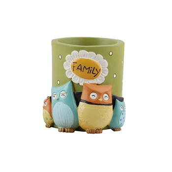 

Japanese Zakka Cartoon Owl Pen Holder Creative Resin Crafts Stationery Storage Office Tableware Multifunction Storage Home Decor