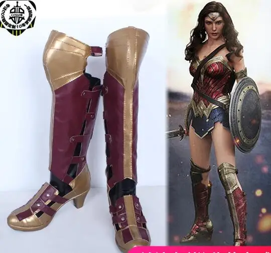 

New Movie Wonder Woman Diana Prince Cosplay Boots Halloween Cosplay Shoes for Women Size