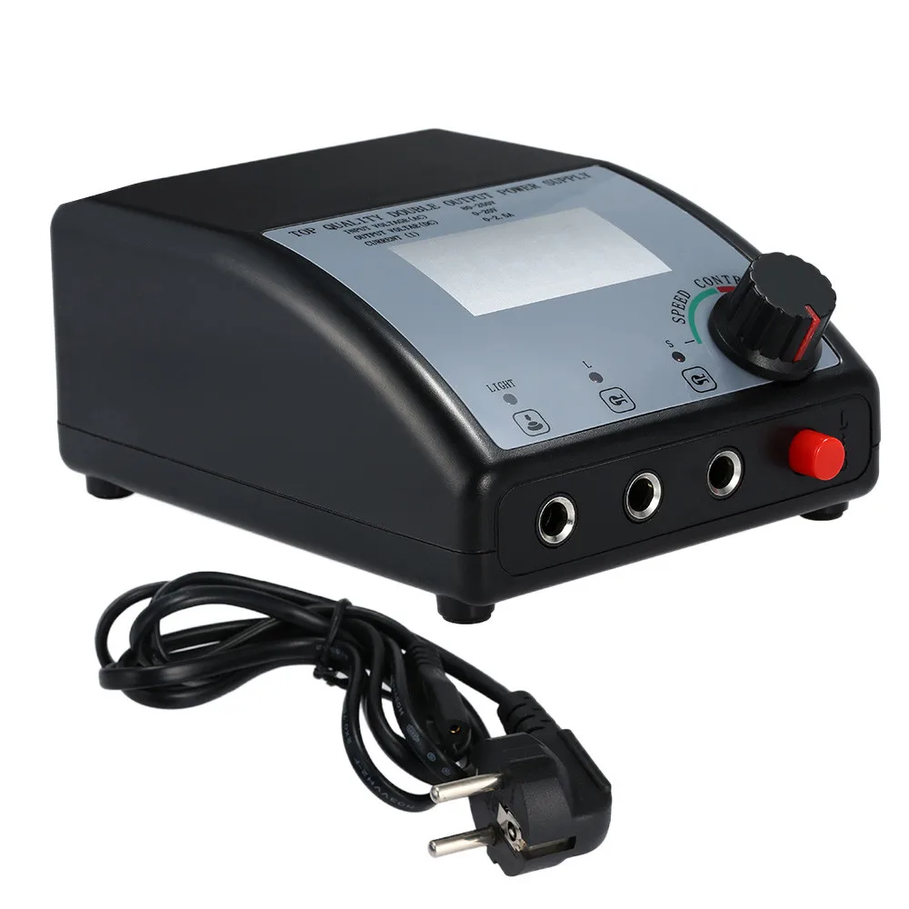 Tattoo-Power-Supply-Set-Kit-LCD-Display-Double-Ourput-Digital-Tattoo-Power-Supply-Foot-Pedal-Switch