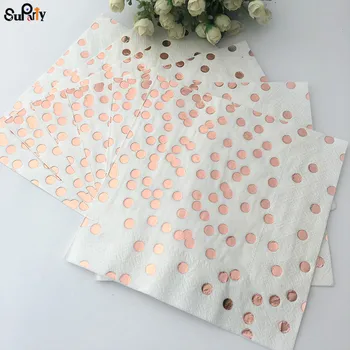

80pcs Rose Gold Party Napkins Polka Dot Paper Napkins Birthday Wedding Party Decor Table Decoration Tableware Rose Gold Foil