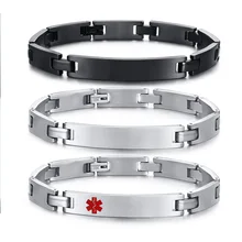 Медицинский браслет с идентификационной биркой для мужчин, изготовленный на заказ, гравировка, название болезни, информация о льду, нержавеющая сталь, именная табличка, браслет на запястье