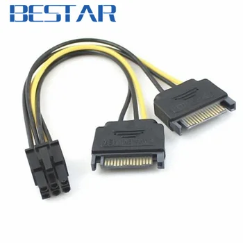 

Dual two SATA 15 Pin Male M to pcie pci express pci-express PCI-e Express Card 6 Pin Female Graphics Video Card Power Cable 15cm