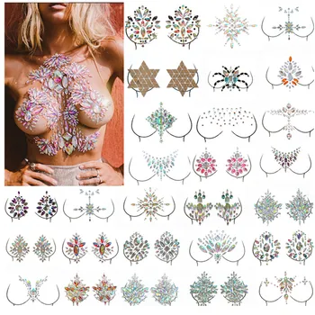 

Jewel Adhesive Gems Chest Tattoo Sticker Face Neck Chest Gems Wedding Party Body Boobs Makeup Tools Charm Sexy Decor Sticker