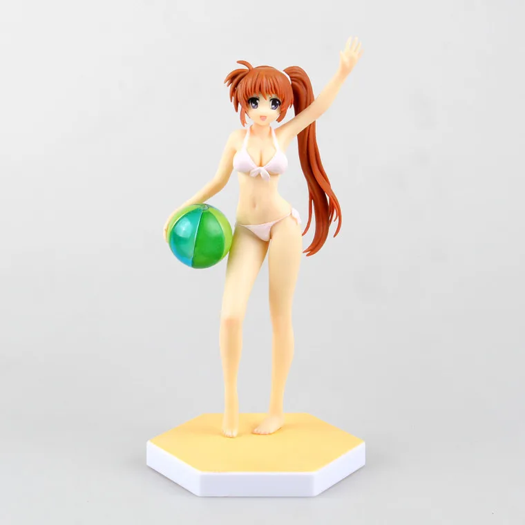 

Anime 19CM Beach Queens Magical Girl Lyrical Nanoha Nanoha Takamachi Swimsuit Ver. PVC Action Figure Collectible Model Toy