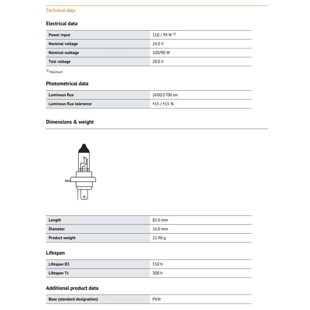 OSRAM грузовик H4 9003 24V 100/90W 62248 P43t супер Rallye внедорожный головной светильник Hi/lo луч грузовик лампы более яркие(один