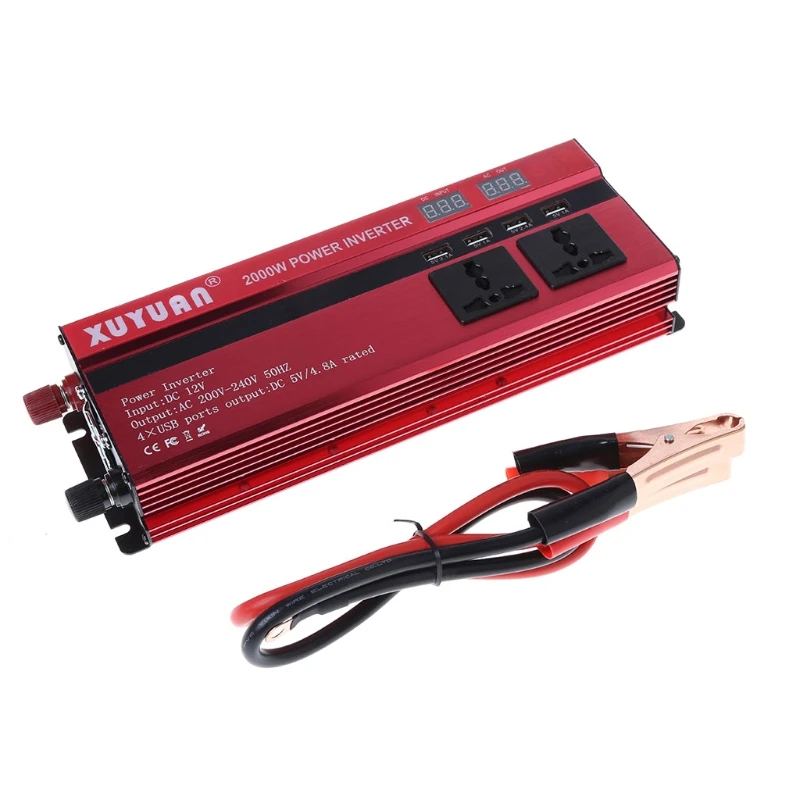 

Free delivery 2000W WATT Peak Car LED Power Inverter DC 12V To AC 220V 4 USB Converter Charger