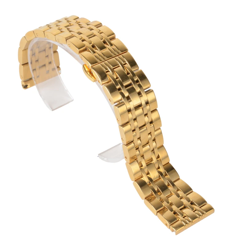 Stainless Steel Buckle Straight End Watch Band Strap Replacement Bracelet New Sliver Gold 18 20 22mm Womens Men Relojes Hombre