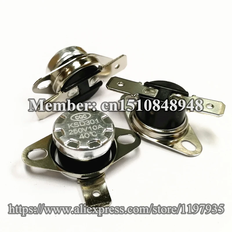 

KSD301 40-100 degrees 40 45 50 55 60 65 70 75 80 85 90 95 100 degrees Normally closed Arbitrarily selected