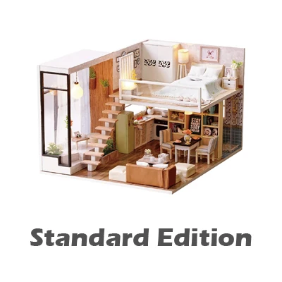 Standard Edition Миниатюрный Кукольный дом Лофт домашний двухслойный DIY деревянный кукольный домик с мебели ремесла взрослые игрушки для подростков модельные строительные наборы - Цвет: Standard Edition
