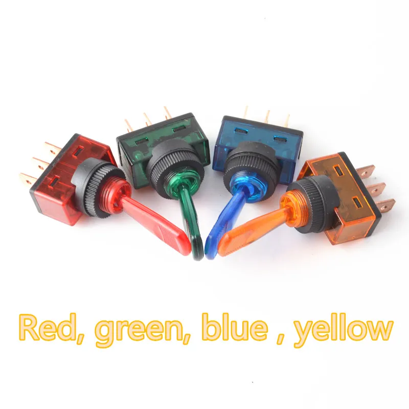 

2Pcs Automotive Toggle Switch 3 Pin ON-OFF with lamp DC12V 20A