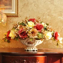 Розовый Модный с искусственными цветами Набор искусственный цветок «Роза» Шелковый цветок вход обеденный стол украшение цветок