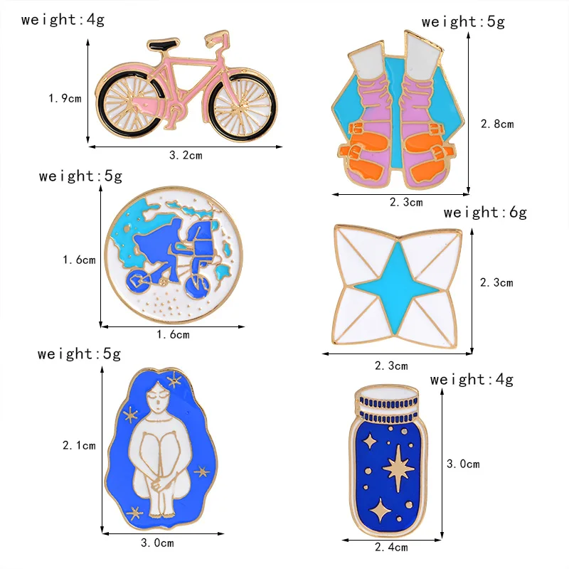 Велосипед желаний бутылка езда девушка обувь оригами игра брошь для обуви булавки Детская Кнопка булавка джинсовая куртка значок-булавка на подарок ювелирные изделия