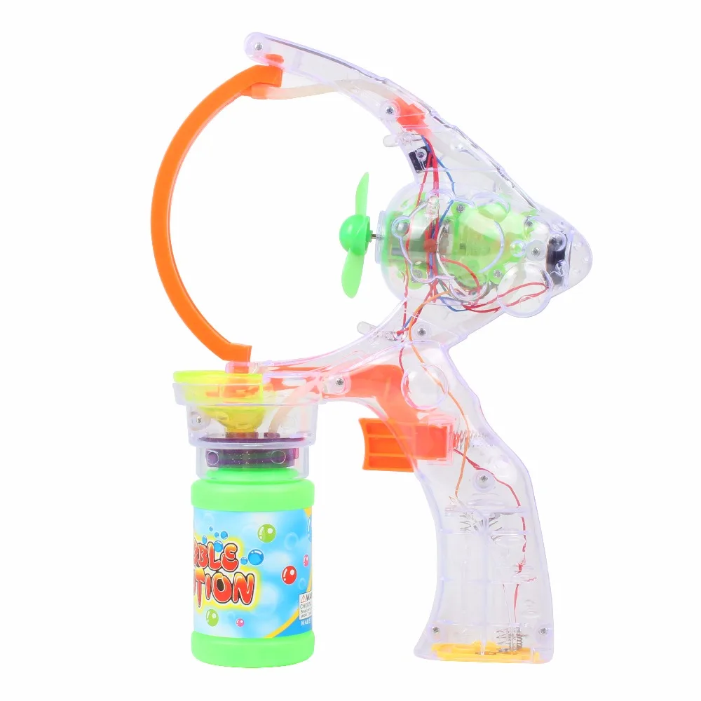 Bath Toy Supper Big 7 inch Bubble Shooter Gun Blower Machine Blaster Maker for Girls Kids Toddler Adults Flashing Sounding