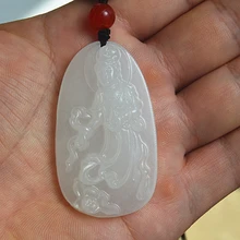 Натуральная кунлун яшмовая Гуаньинь подвеска Афган мужские модели для безопасности и лента с символом мира гуаньин Бодхисаттва сочувствие