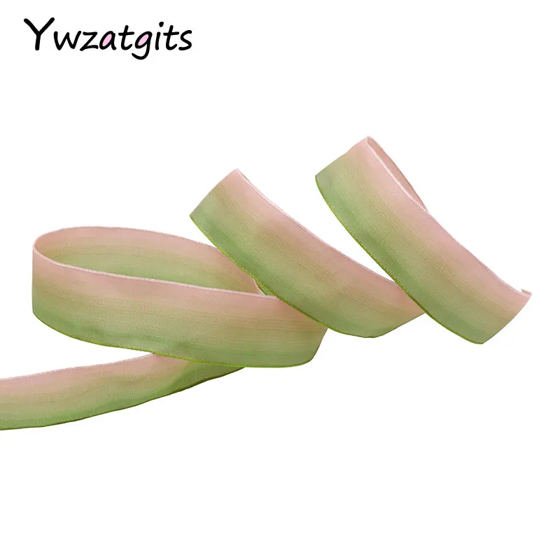 Ywzatgits разноцветный вариант 23 мм ручной работы материал полиэстер атласная лента DIY шитье и бант для волос аксессуары YP0706 - Цвет: Light green 3y