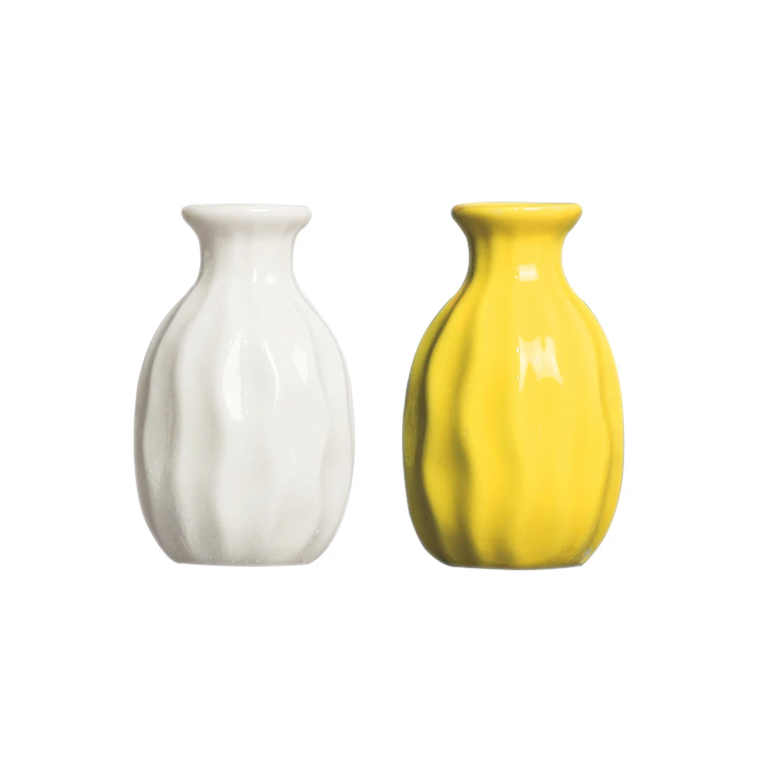 

IALJ Top 2pcs White Yellow Wave style Ceramic Vase Creative Home Office Decoration Desktop Flowers Simple craft Ceramic Aromat